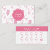 Ice Cream Shop Hand Painted Pink Loyalty Kaart Visitekaartje (Voorkant / Achterkant)
