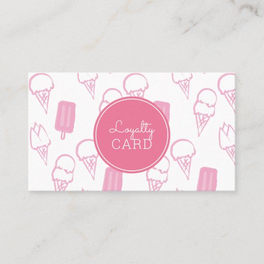 Ice Cream Shop Hand Painted Pink Loyalty Kaart Visitekaartje (Voorkant)