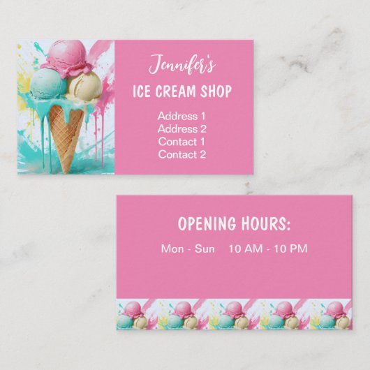 Ice Cream Shop Kleurrijk Visitekaartje (Voorkant / Achterkant)