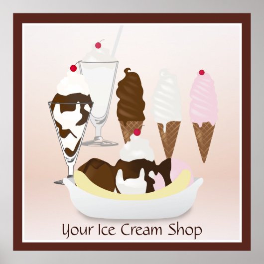Ice Cream Shop Large Sign Poster (Voorkant)