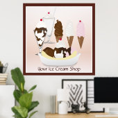 Ice Cream Shop Large Sign Poster (Thuiskantoor)