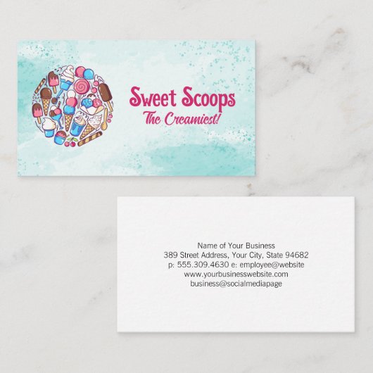 Ice Cream Shop Logo Klantenkaartje (Voorkant / Achterkant)