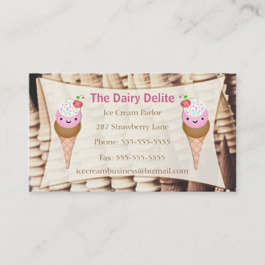 Ice Cream Shop / ParlorBusiness Card - Aangepast Visitekaartje (Voorkant)