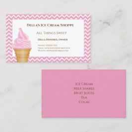 Ice Cream Shop Pink Chevron Visitekaartjes