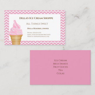 Ice Cream Shop Pink Chevron Visitekaartjes