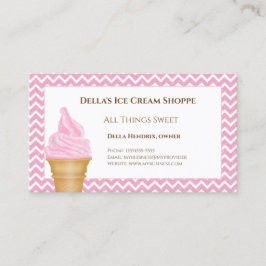 Ice Cream Shop Pink Chevron Visitekaartjes