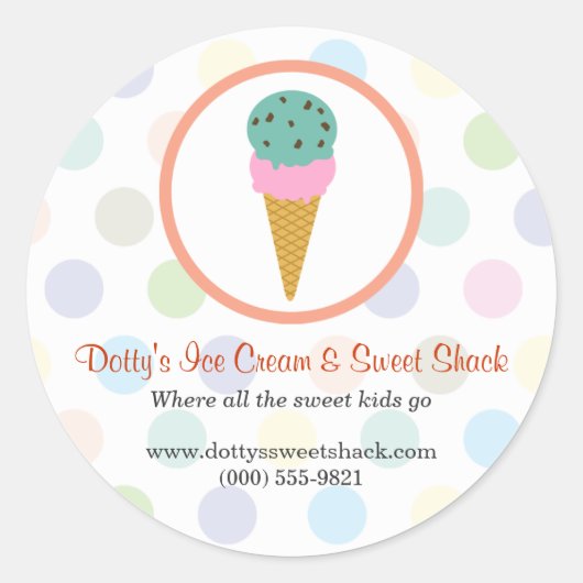 Ice Cream Shop Ronde Sticker (Voorkant)