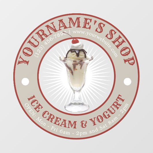 Ice Cream Shop-Sjabloon Raamsticker (Vel)