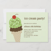 Ice Cream Shoppe Birthday Invitation - Green Kaart (Voorkant)