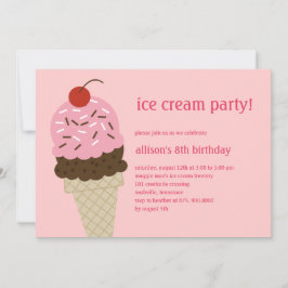 Ice Cream Shoppe Birthday Invitation - Roze Kaart