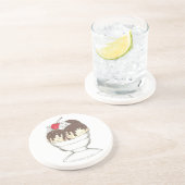 Ice Cream Shoppe Hot Fudge Sundae Dessert Cherry Zandsteen Onderzetter (Zijkant)