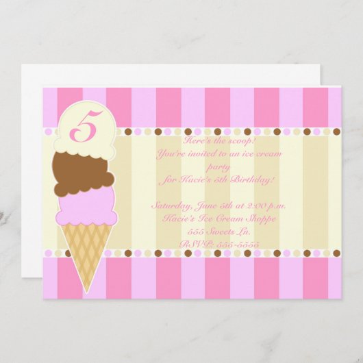 Ice Cream Shoppe nodigt uit Kaart (Voorkant / Achterkant)