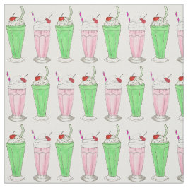 Ice Cream Shoppe Roze Green Shake Milkshake Print Stof