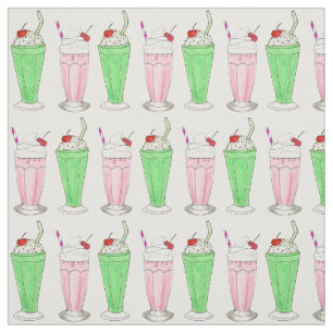 Ice Cream Shoppe Roze Green Shake Milkshake Print Stof