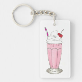 Ice Cream Shoppe Strawberry Pink Milkshake Foodie Sleutelhanger