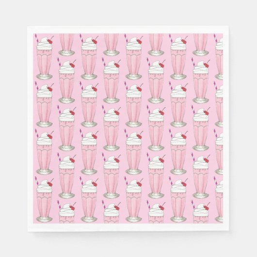 Ice Cream Shoppe Strawberry Pink Shake Milkshake Servet (Voorkant)