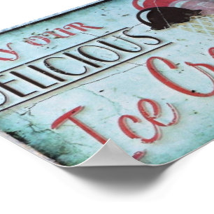 Ice Cream Sign Antiek Replica Poster