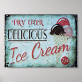 Ice Cream Sign Antiek Replica Poster (Voorkant)