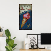 Ice Cream Sign Antiek Replica Poster (Thuiskantoor)