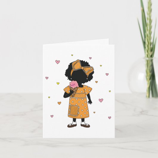 Ice Cream Sister w/Hearts Note Card Kaart (Voorkant)