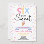 Ice Cream Six is zo lief 6e verjaardagsfeest Kaart (Voorkant)