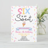 Ice Cream Six is zo lief 6e verjaardagsfeest Kaart (Staand voorkant)