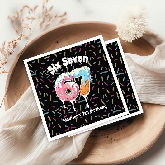 Ice Cream Six Seven 67 Birthday Napkins Servet