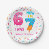 Ice Cream Six Seven 67 Birthday Paper Plate Papieren Bordje (Voorkant)