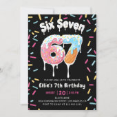Ice Cream Six Seven 6 7 Birthday Invitation Kaart (Voorkant)