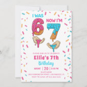 Ice Cream Six Seven Girl Birthday Invitation Kaart (Voorkant)