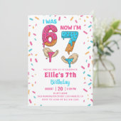 Ice Cream Six Seven Girl Birthday Invitation Kaart (Staand voorkant)