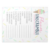 Ice Cream Smaak Unscramble Party Game Pack Notitieblok (Voorkant)