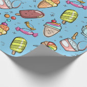 Ice Cream Snoep Blauw Cadeaupapier (Hoek)