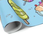 Ice Cream Snoep Blauw Cadeaupapier (Rol Hoek)