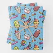 Ice Cream Snoep Blauw Inpakpapier Vel (In situ)