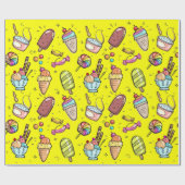 Ice Cream Snoep Geel Cadeaupapier (Vlak)