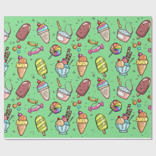 Ice Cream Snoep Groen Cadeaupapier