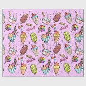 Ice Cream Snoep Pink Cadeaupapier (Vlak)