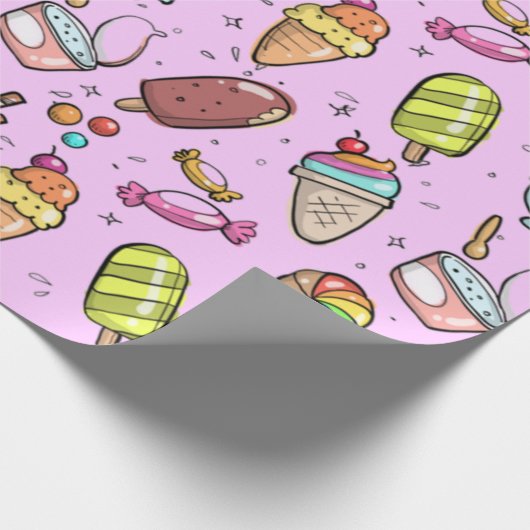 Ice Cream Snoep Pink Cadeaupapier (Hoek)
