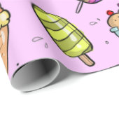 Ice Cream Snoep Pink Cadeaupapier (Rol Hoek)