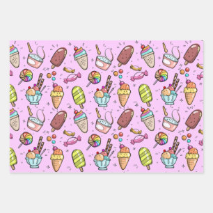 Ice Cream Snoep Pink Inpakpapier Vel