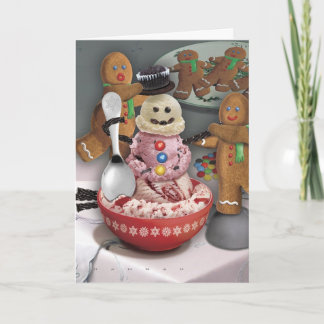 Ice Cream Snowman Feestdagen Kaart