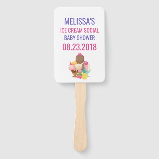 Ice Cream Sociaal Baby shower Handwaaier (Voorkant)