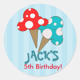 Ice Cream Sociaal Blauw Verjaardagsfeestje Sticker
