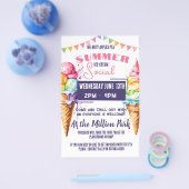 Ice-cream sociaal evenement roze & marine PTA PTO Flyer (Enkel)