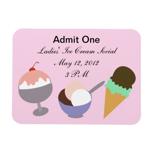 Ice Cream Sociaal Ticket Magneet (Horizontaal)