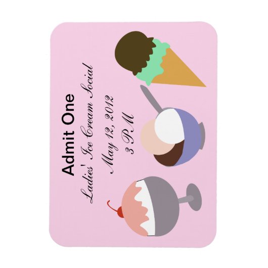 Ice Cream Sociaal Ticket Magneet (Verticaal)