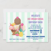 Ice Cream Sociaal Verjaardagsfeest Uitnodigen Kaart (Voorkant)