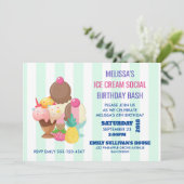 Ice Cream Sociaal Verjaardagsfeest Uitnodigen Kaart (Staand voorkant)