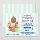 Ice Cream Sociaal Verjaardagsfeest Uitnodigen Kaart (Voorkant / Achterkant)